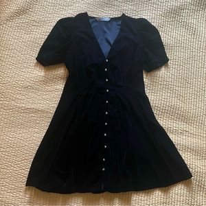 Zara Velvety Mini Dress With Jewel and Pleat Details